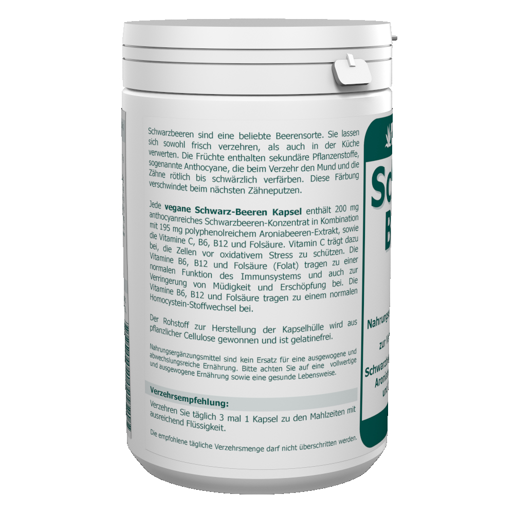 Schwarz Beeren vegane Kapseln 200 Stk. – Bild 2