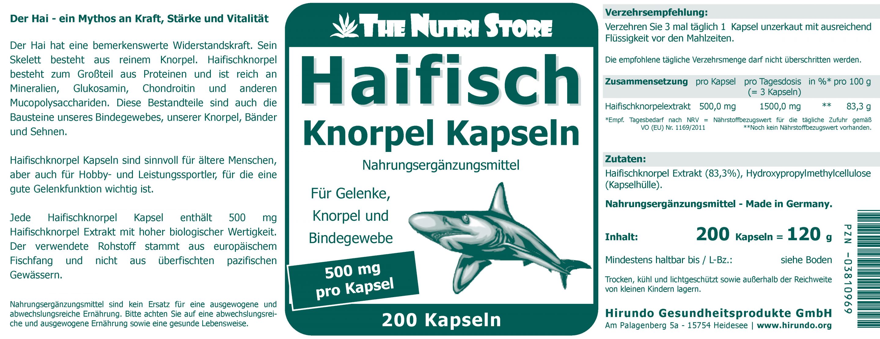 Haifischknorpel 500 mg Kapseln 200 Stk. – Bild 4