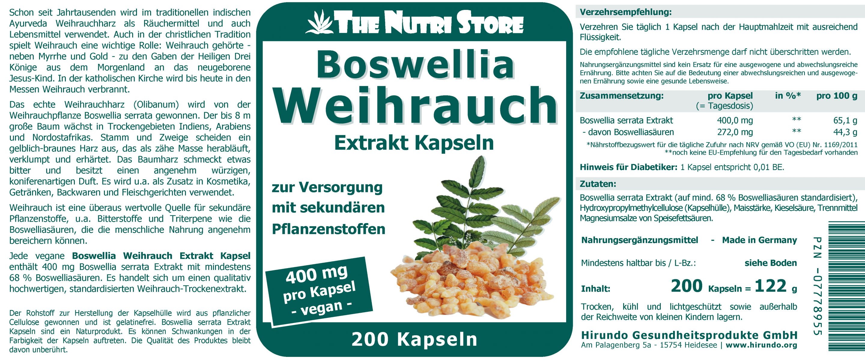 Weihrauch 400 mg Extrakt vegane Kapseln 200 Stk. – Bild 4