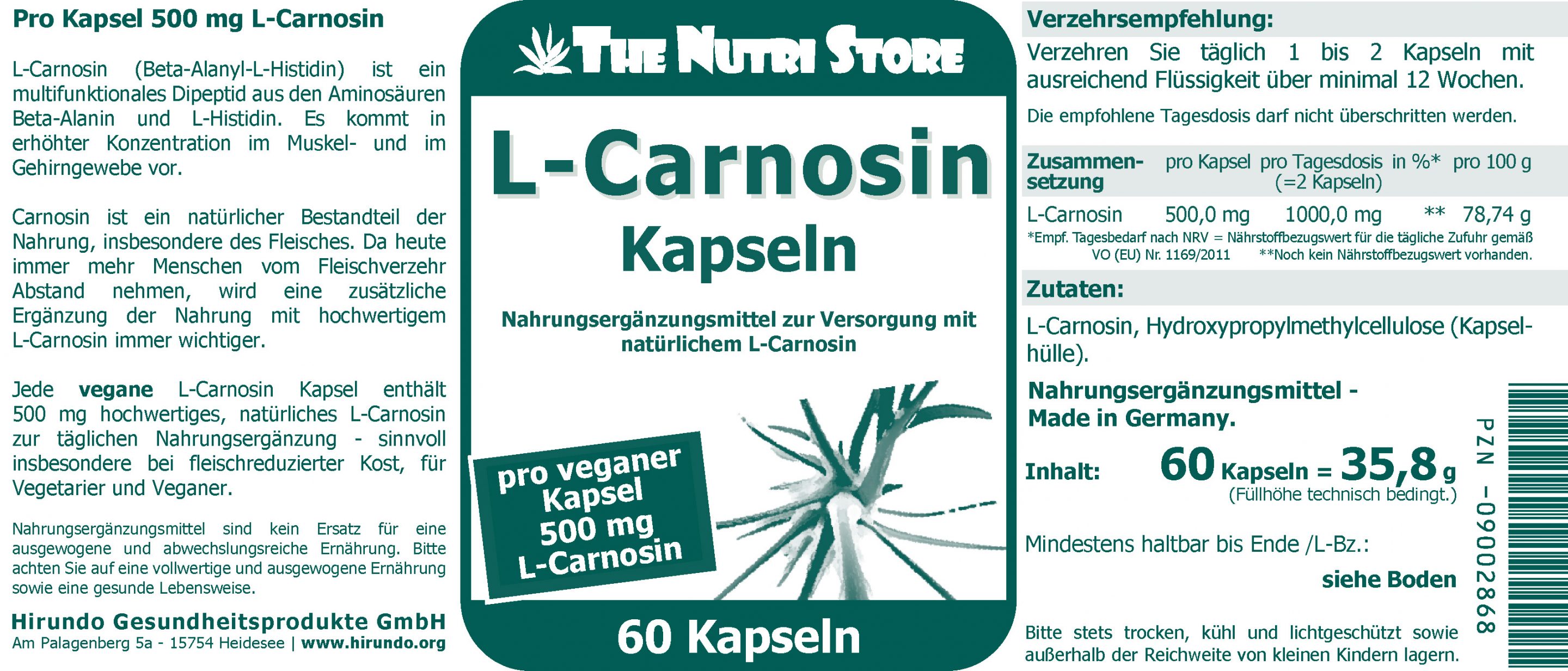 L-Carnosin 500 mg Kapseln 60 Stk. – Bild 4
