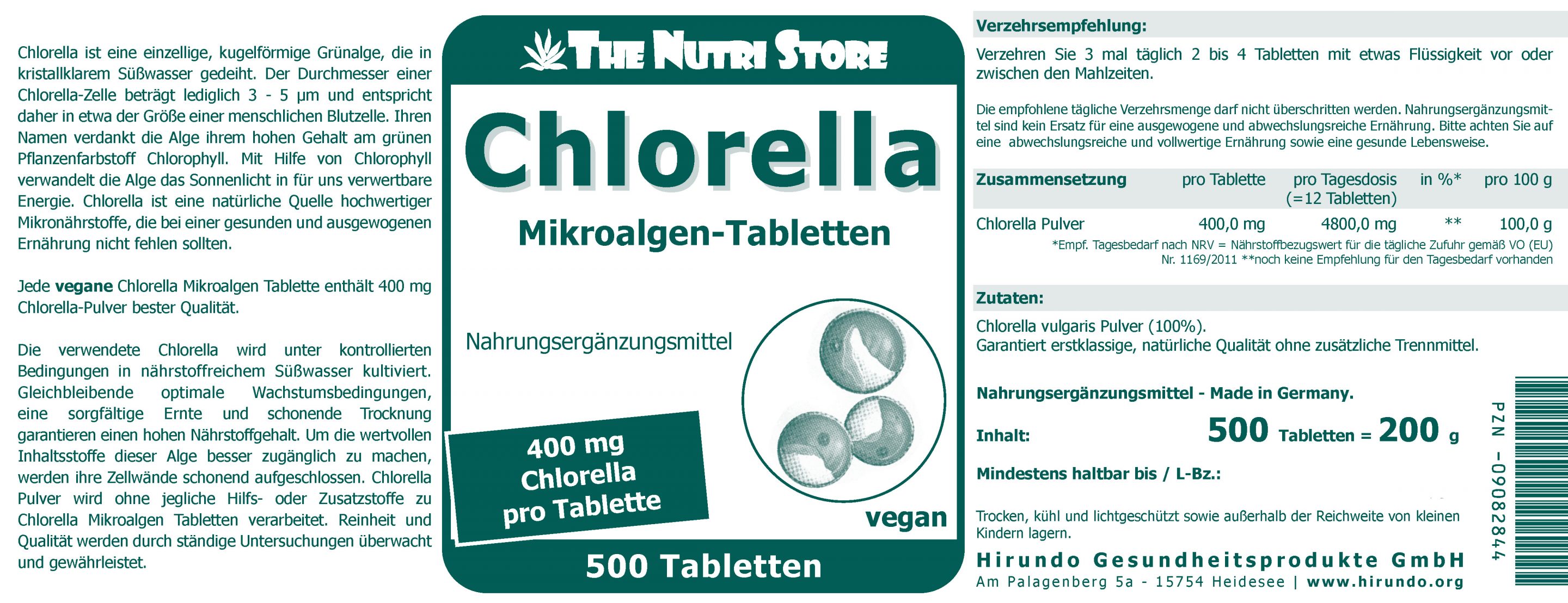 Chlorella 400 mg vegane Tabletten 500 Stk. – Bild 4