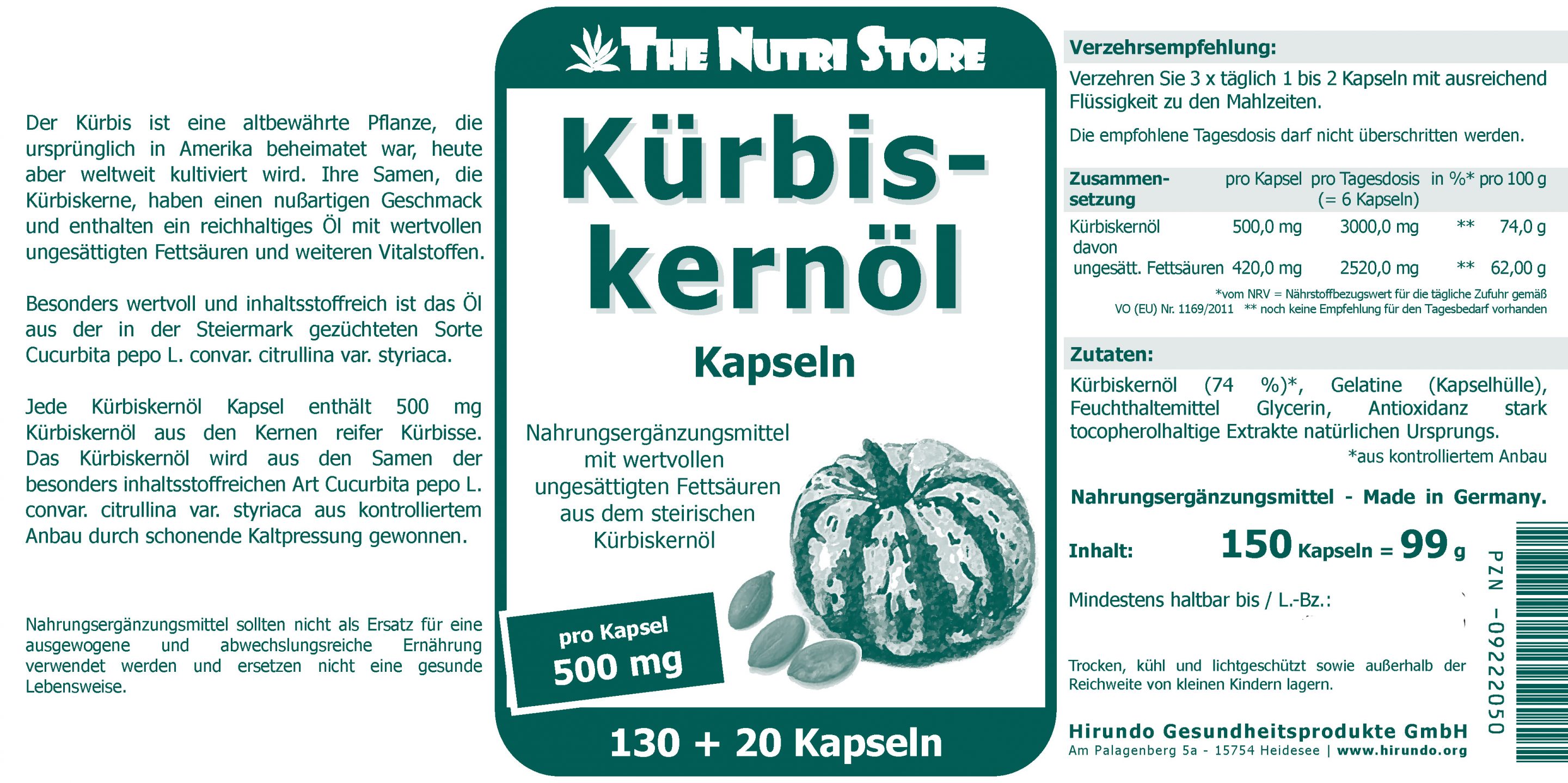 Kürbiskernöl 500 mg Kapseln 130+20 Stk. – Bild 4