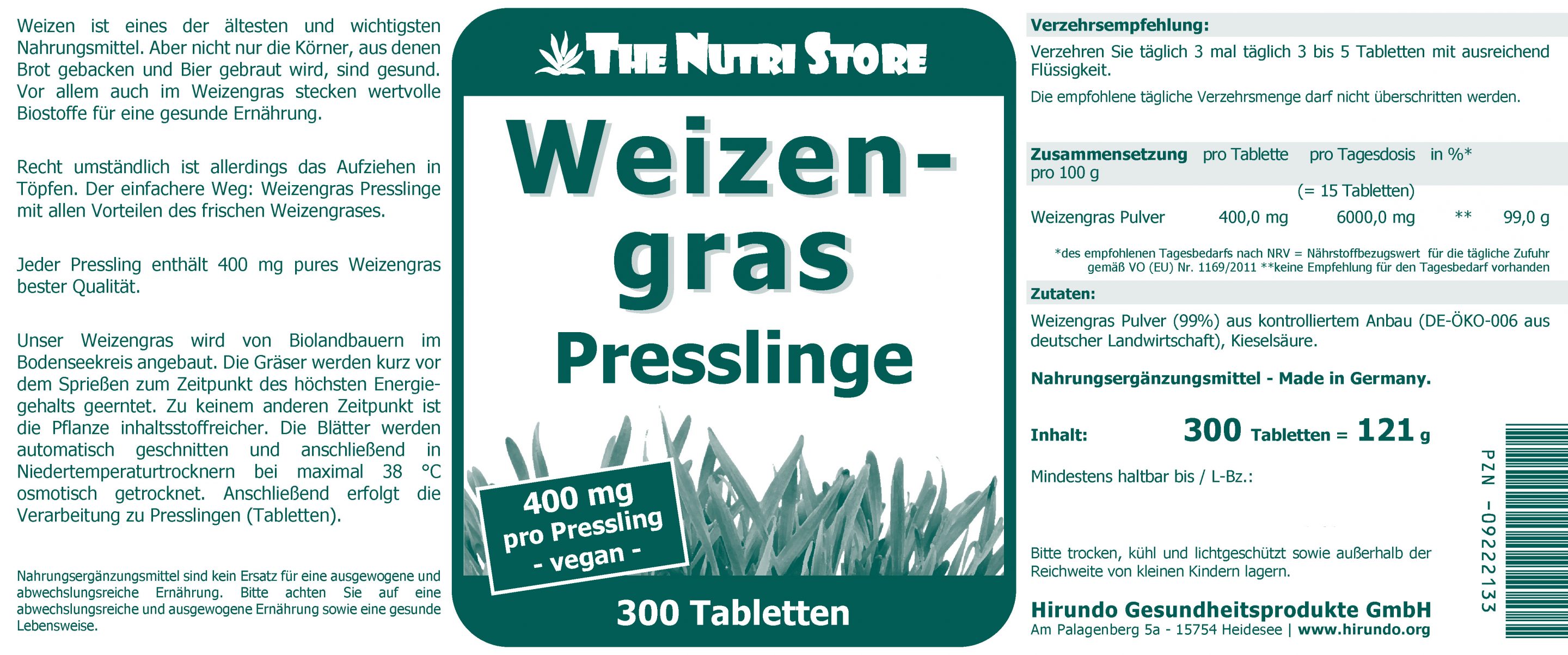 Weizengras 400 mg Presslinge 300 Stk. – Bild 4
