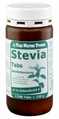 Stevia Tabs 97 % Rebaudiosid A Nachfüllpackung 2500 Stk.
