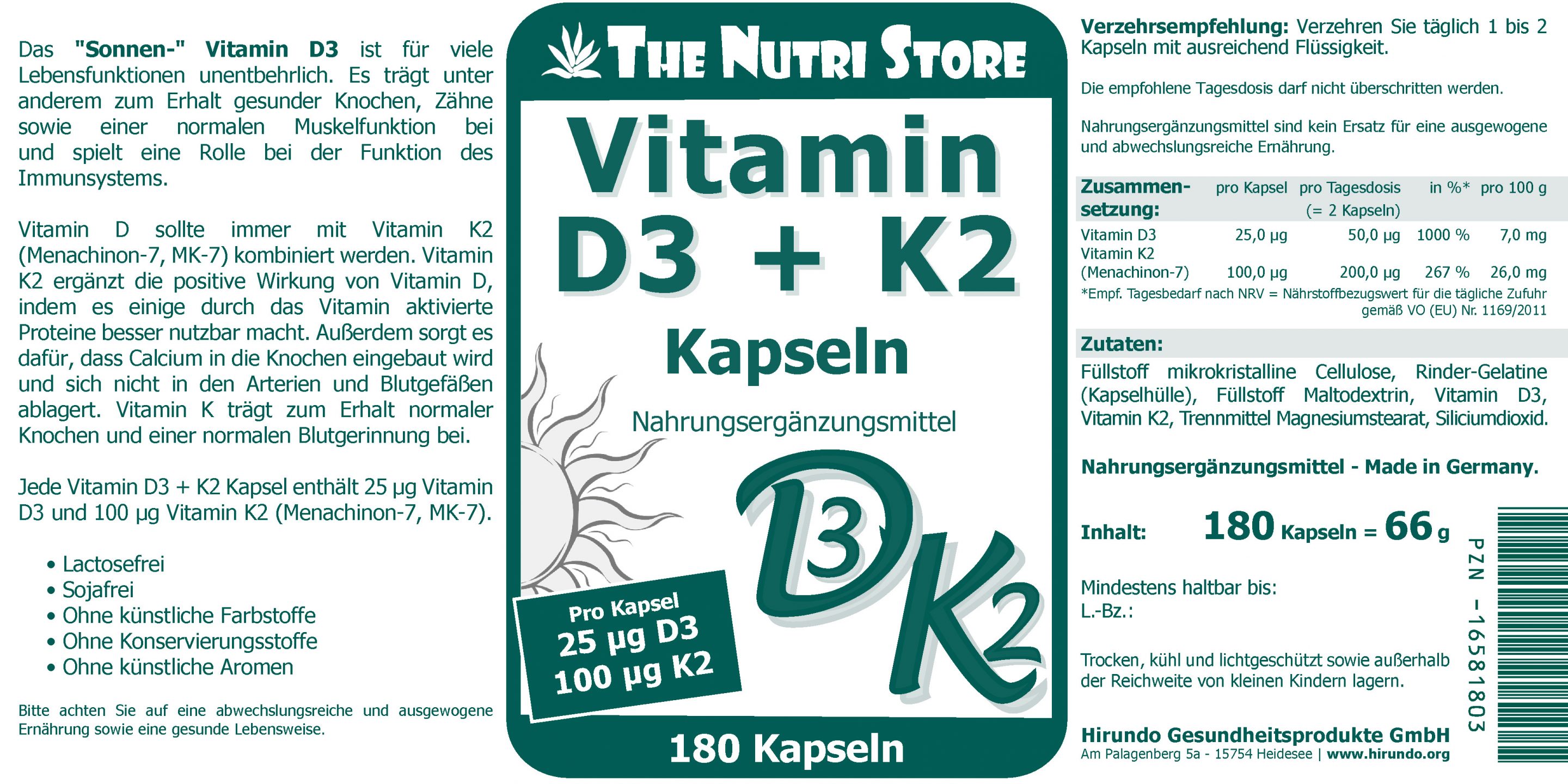 Vitamin D3 + K2 Kapseln 180 Stk. – Bild 4