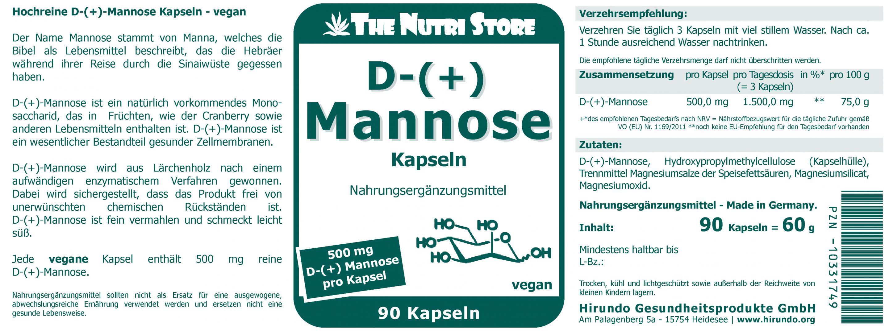 D-Mannose 500 mg vegane Kapseln 90 Stk. – Bild 4