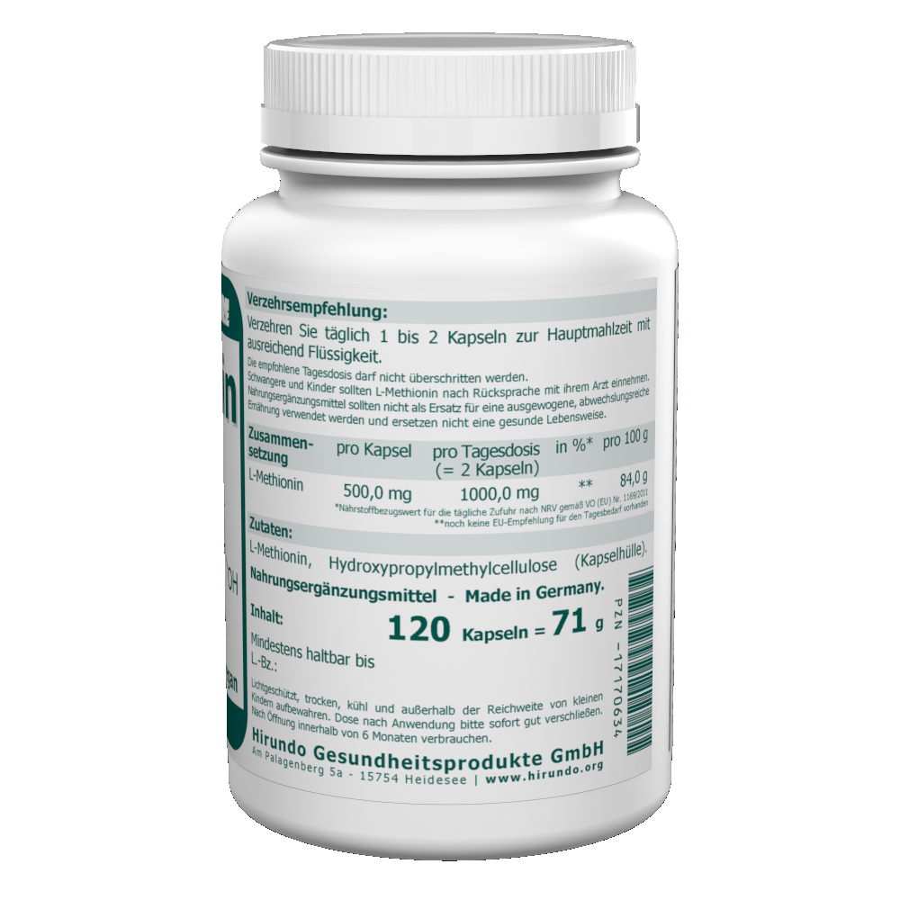 Methionin 500 mg vegane Kapseln 120 Stk. – Bild 3