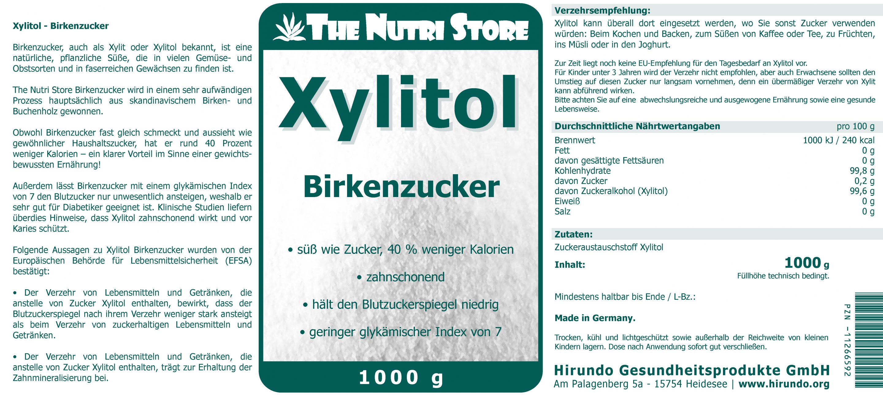 Xylitol Birkenzucker 1000 g – Bild 4