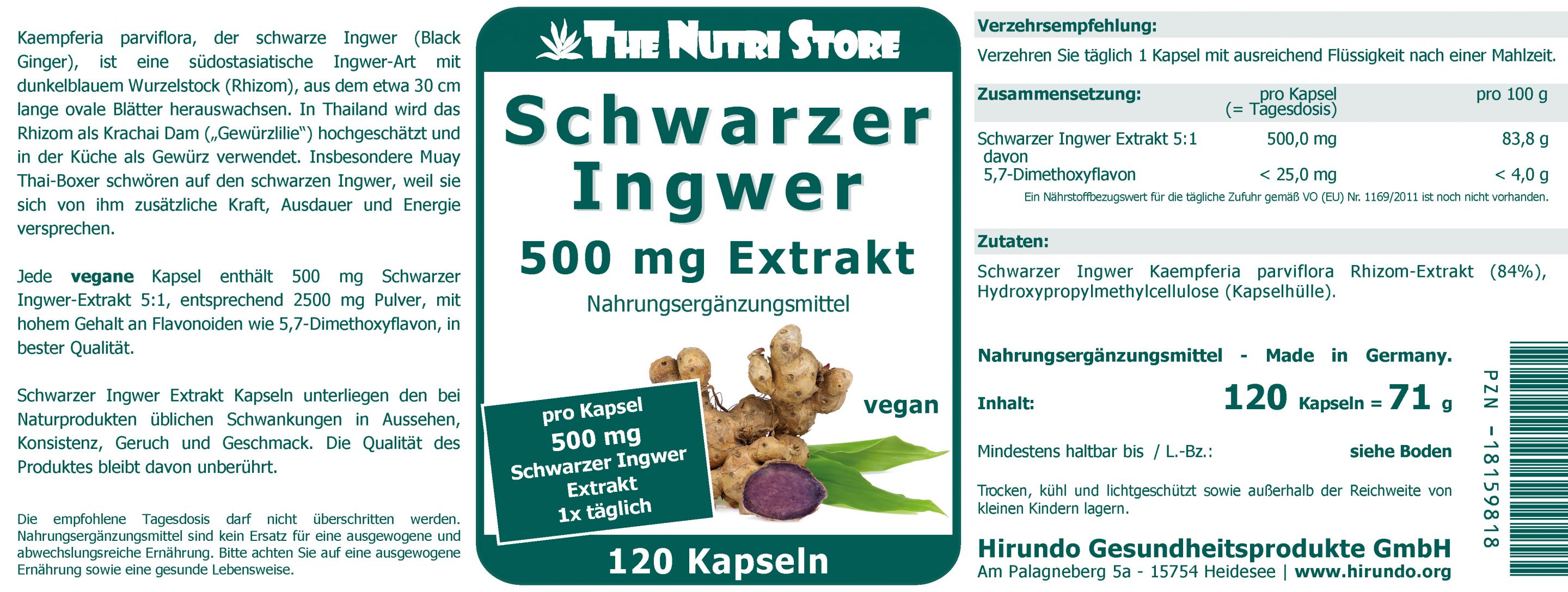 Schwarzer Ingwer Extrakt 500 mg Kapseln 120 Stk. – Bild 4