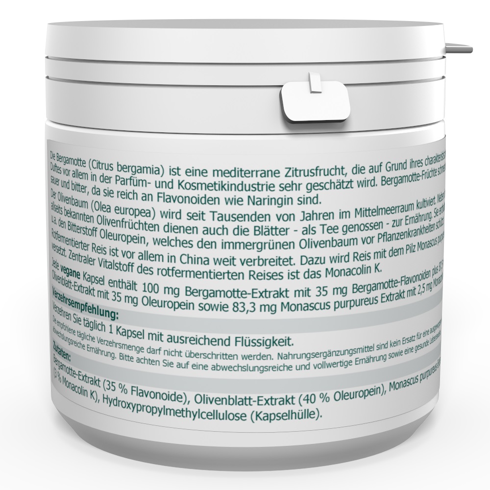 Bergamotte Extrakt plus Monascus Oleuropein vegane Kapseln 120 Stk. – Bild 2