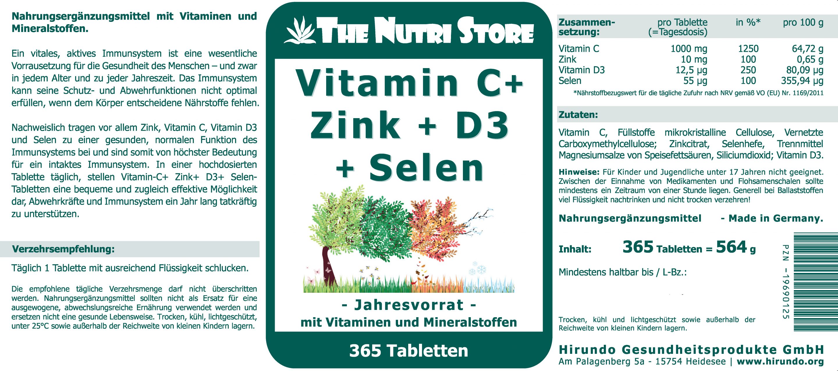 Vitamin C 1000mg + Zink 10mg + D3 + Selen Tabletten – Bild 4