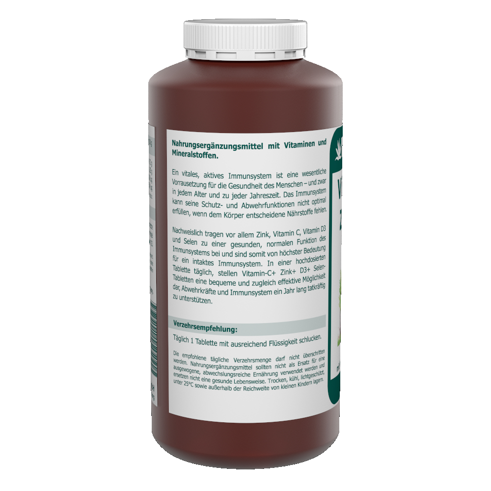 Vitamin C 1000mg + Zink 10mg + D3 + Selen Tabletten – Bild 2